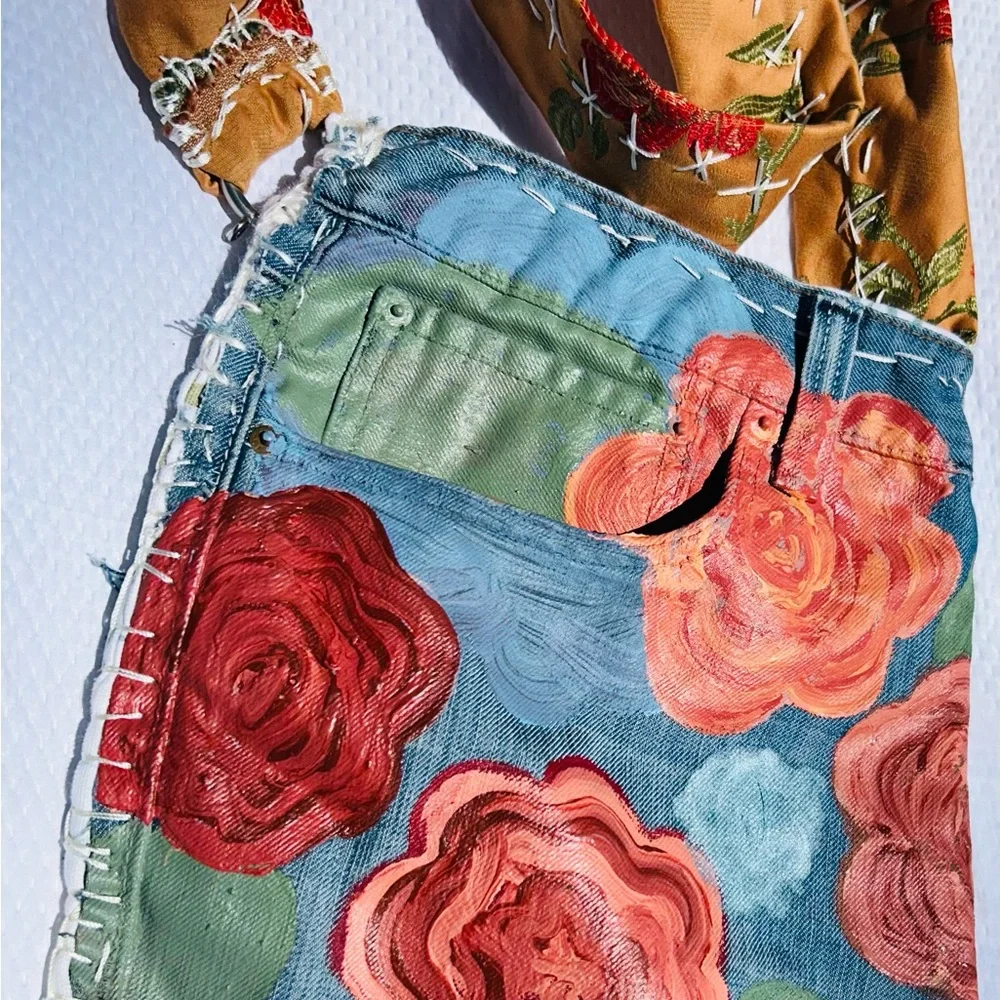 Floral Denim Crossbody Bag - Picture 6 of 6